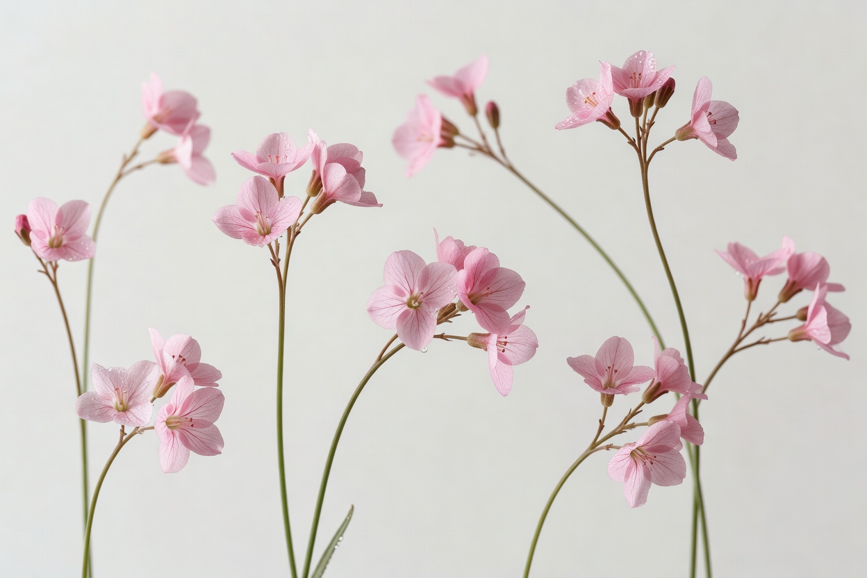 Delicate pink flowers on soft stems, a decorative botanical image for cycle education